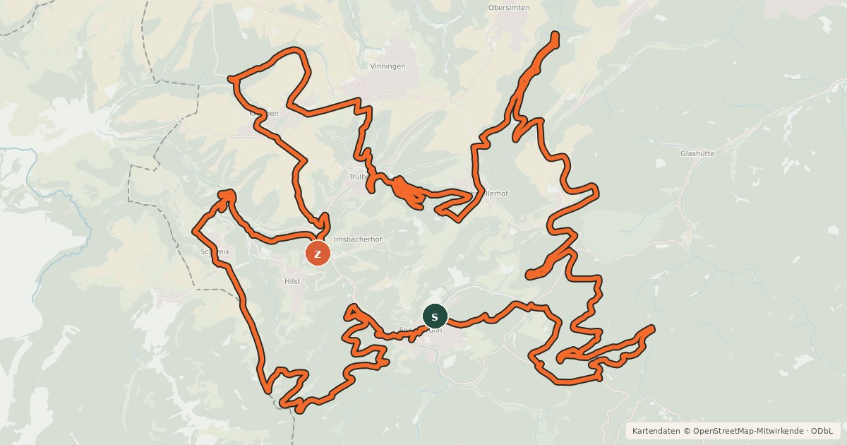 Kartenübersicht der Radroute MTB-Park Pfälzerwald, Tour 17