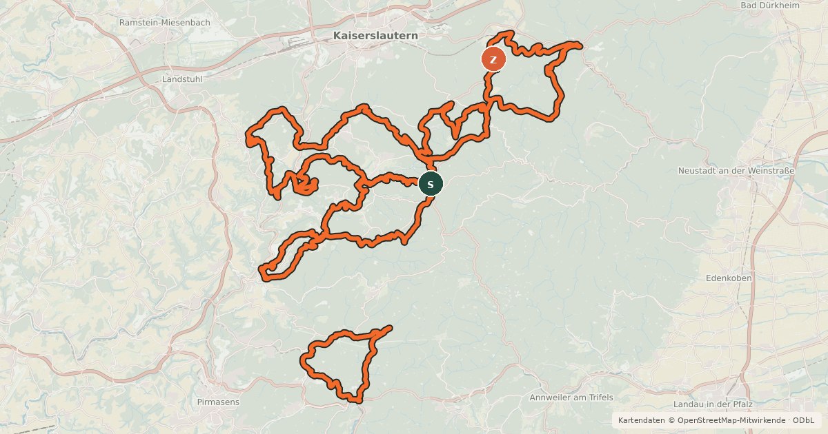 Kartenübersicht der Radroute MTB-Park Pfälzerwald, Tour 2