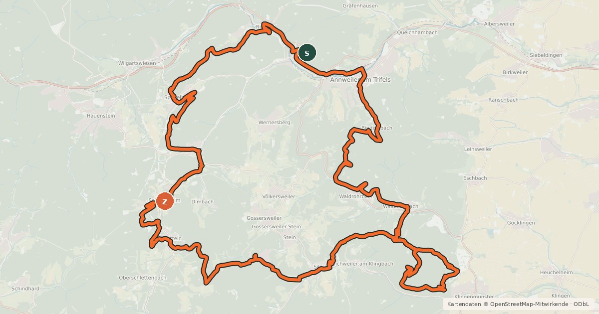 Kartenübersicht der Radroute MTB-Park Pfälzerwald, Tour 8