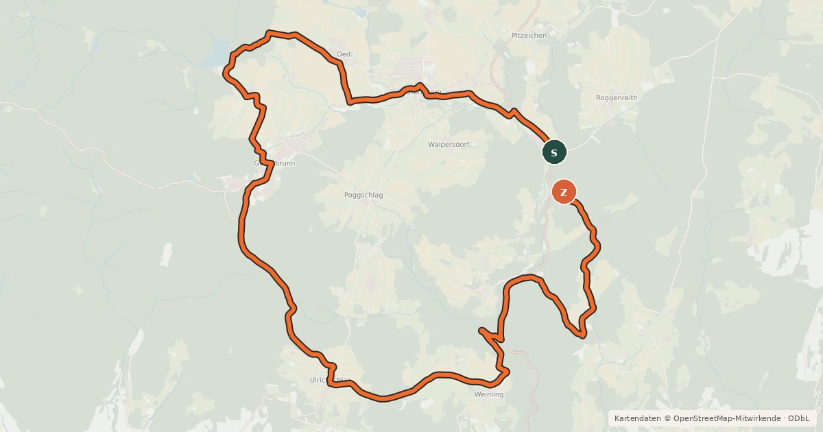 Kartenübersicht der Radroute MTB Pulvermühle-Strecke