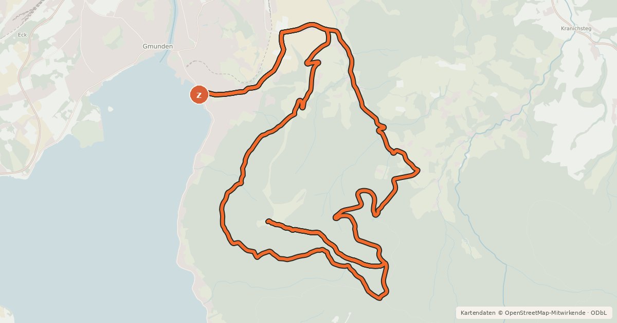Kartenübersicht der Radroute MTB route Gmunden - Laudachsee via Mitterweg