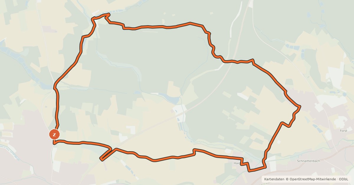 Kartenübersicht der Radroute mtb-Route Hirschau - Schnaittenbach
