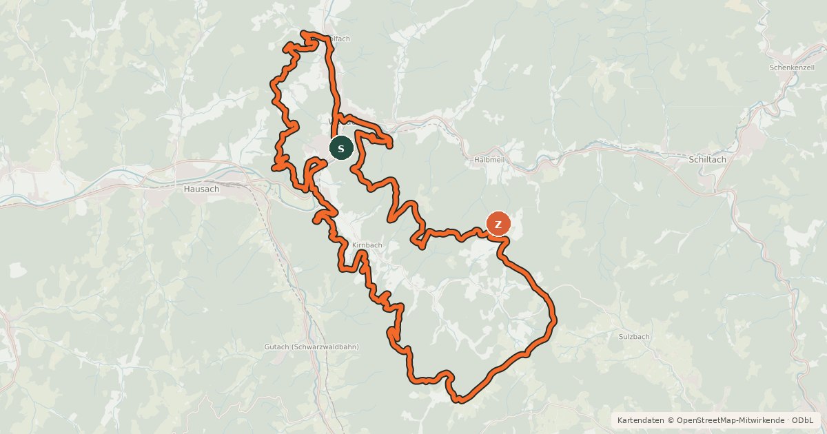 Kartenübersicht der Radroute MTB Rund um das Kirnbachtal