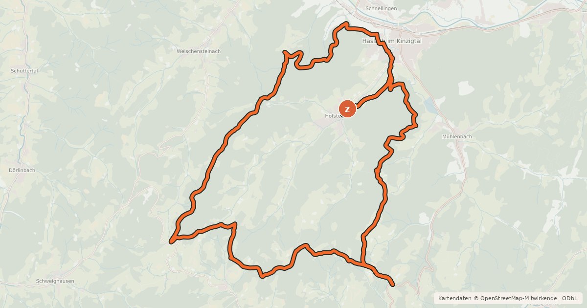 Kartenübersicht der Radroute MTB Rund um Hofstetten