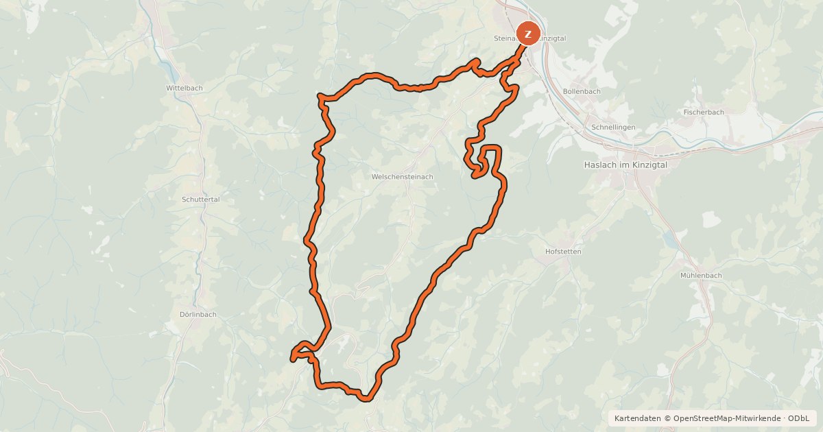 Kartenübersicht der Radroute MTB Rund ums Welschensteinacher Tal