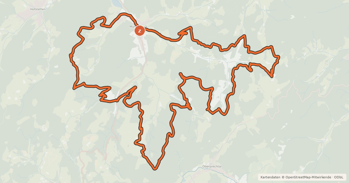 Kartenübersicht der Radroute MTB Sägezahntour um Mühlenbach