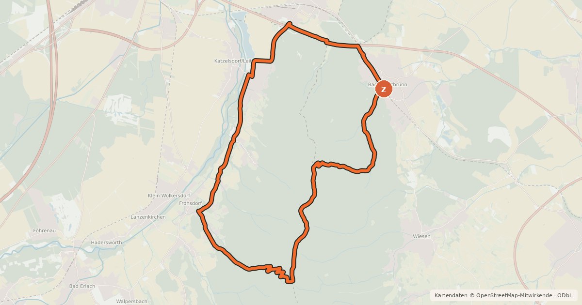 Kartenübersicht der Radroute MTB Sauerbründl-Strecke