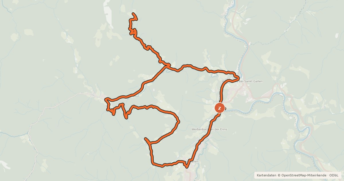 Kartenübersicht der Radroute MTB - Schüttbauernalm