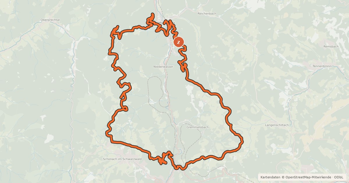 Kartenübersicht der Radroute MTB Schwarzwaldbahn-Tour