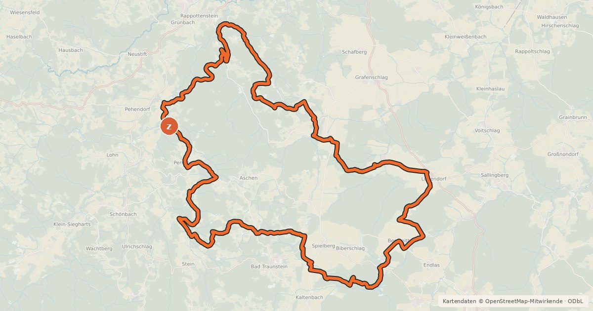 Kartenübersicht der Radroute MTB Steinpilz-Strecke