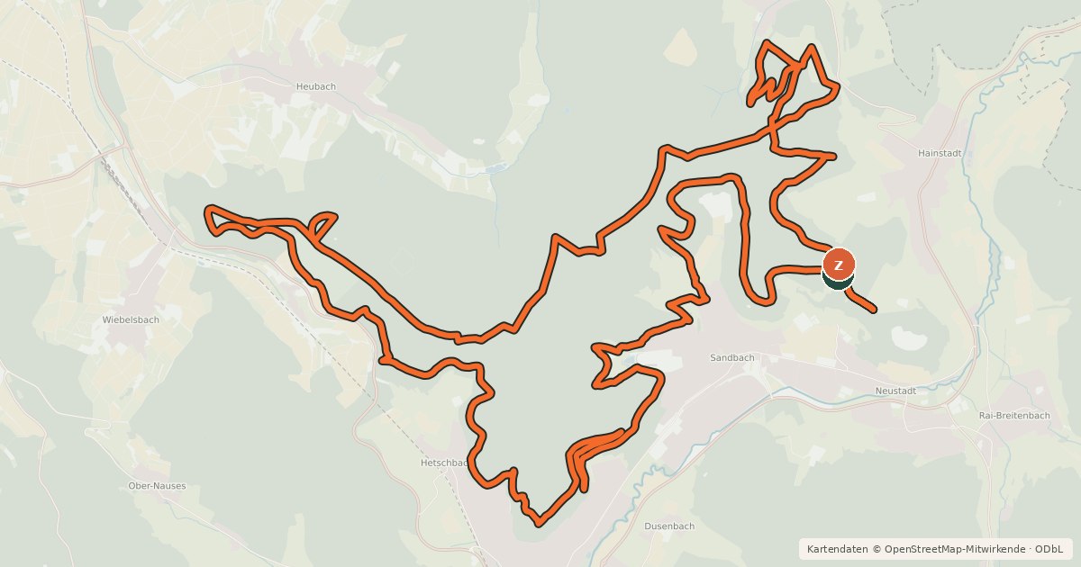 Kartenübersicht der Radroute MTB-Strecke Breuberg 1