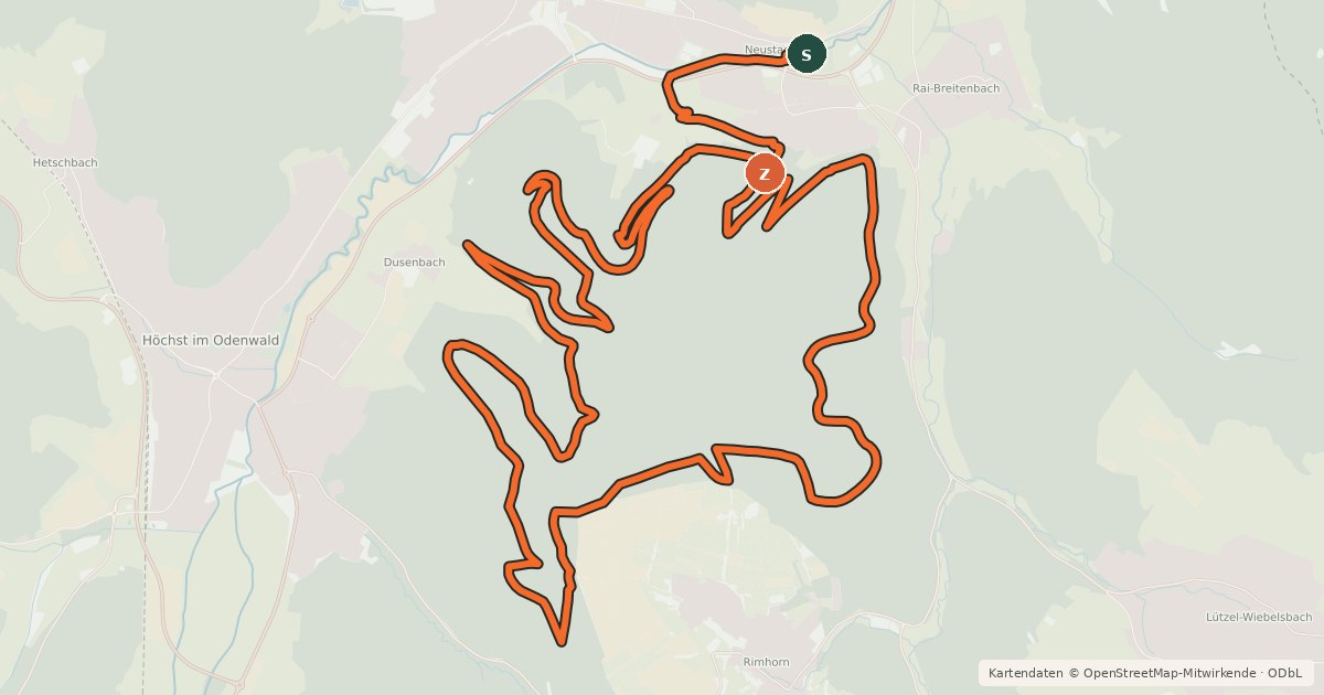 Kartenübersicht der Radroute MTB-Strecke Breuberg 2
