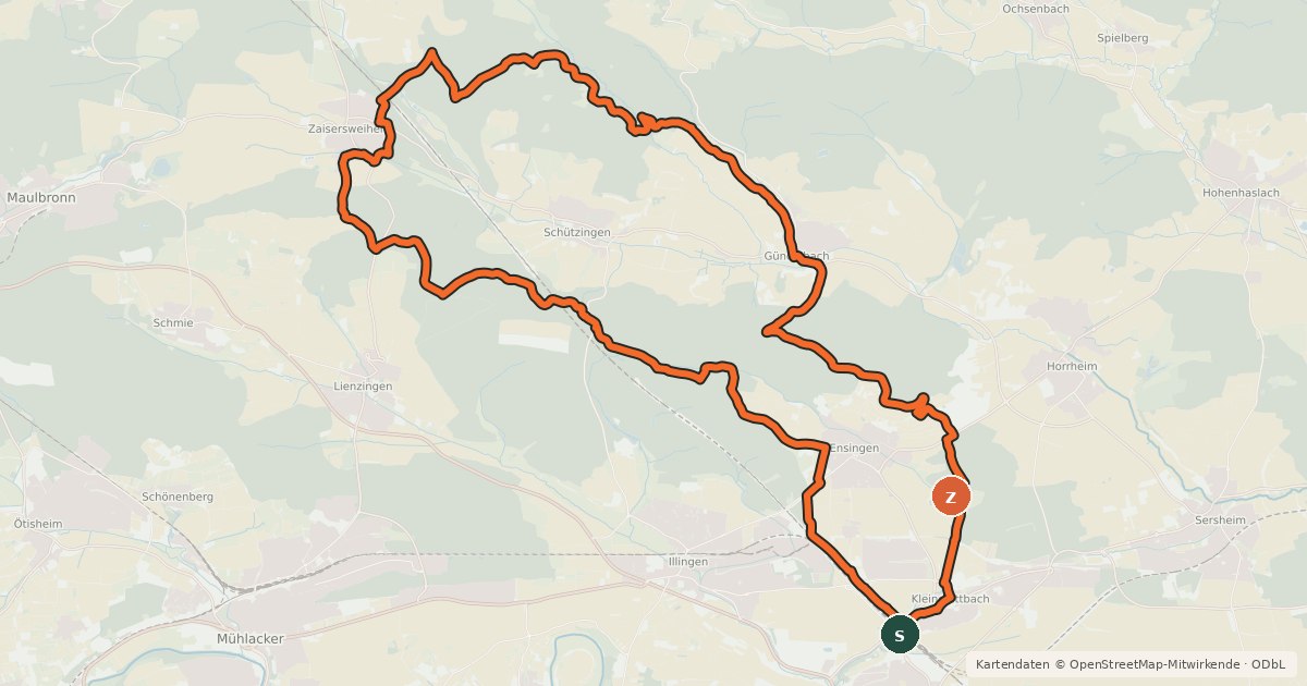Kartenübersicht der Radroute MTB Streitbach Tour (Tour 2)