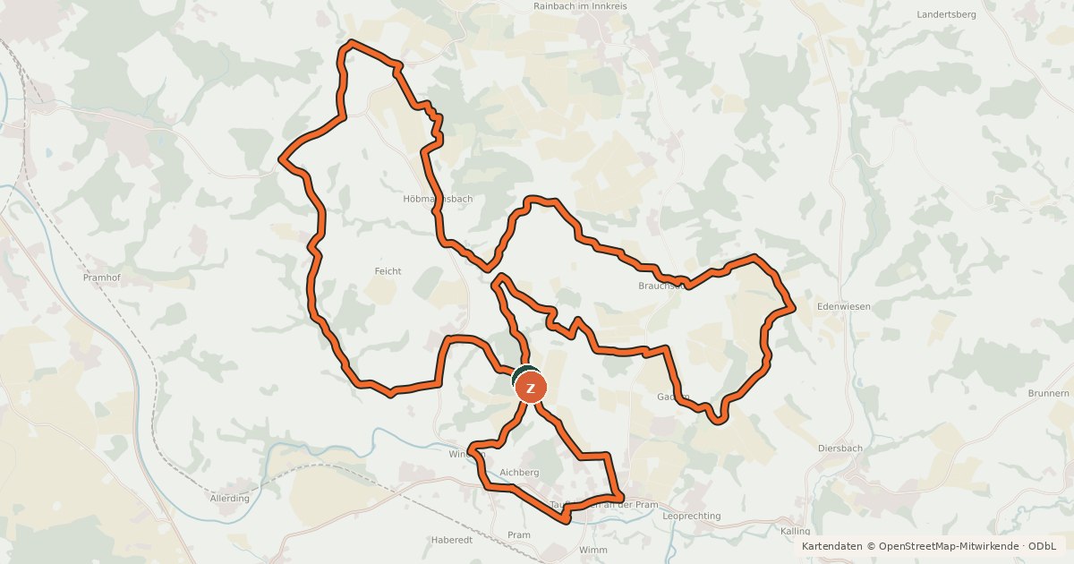 Kartenübersicht der Radroute MTB Taufkirchen Nord
