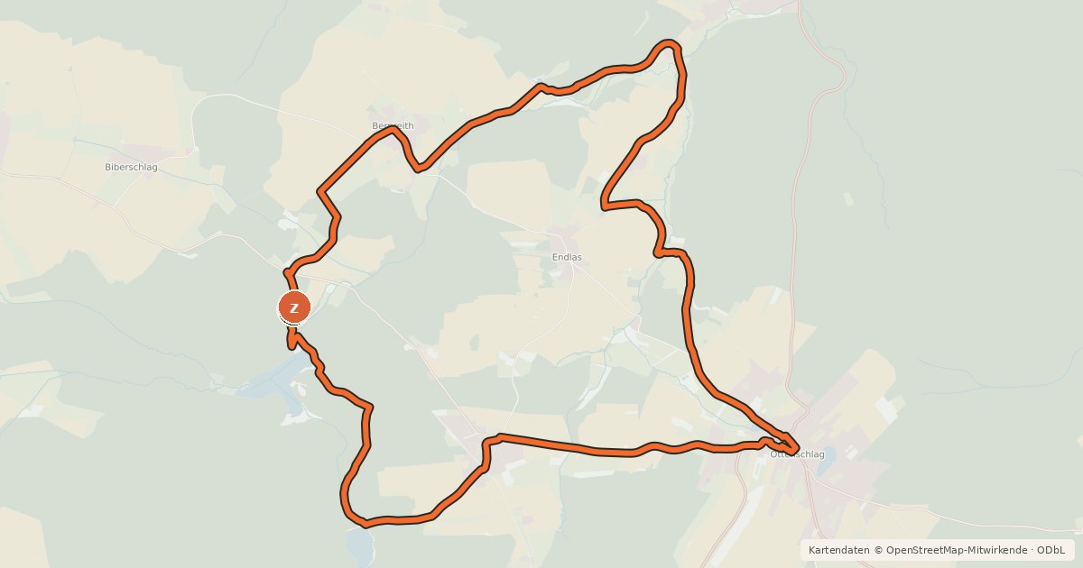 Kartenübersicht der Radroute MTB Teich-Strecke