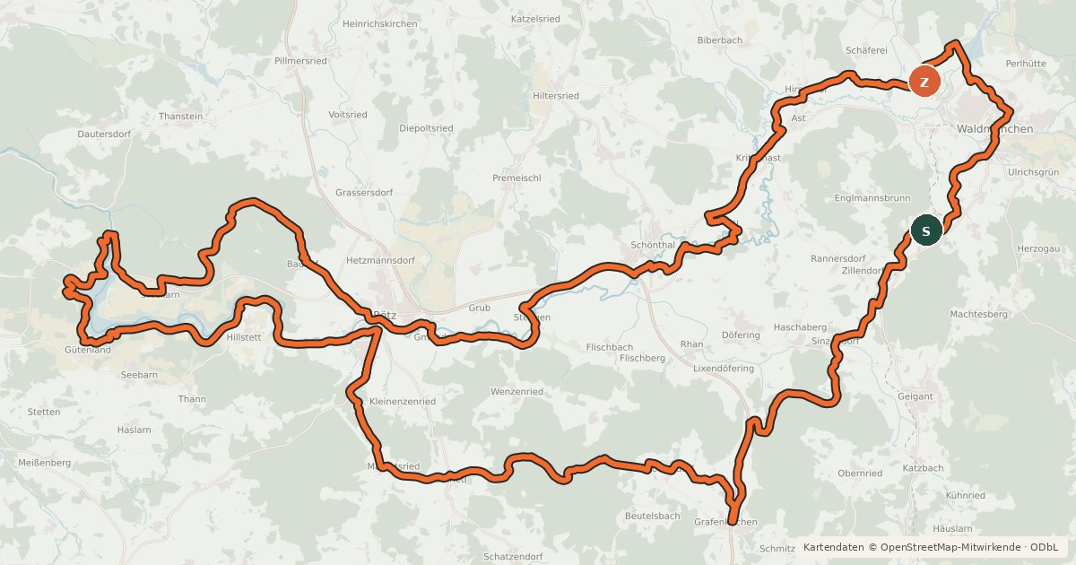 Kartenübersicht der Radroute MTB-Tour 13 Eixendorfer-Tour