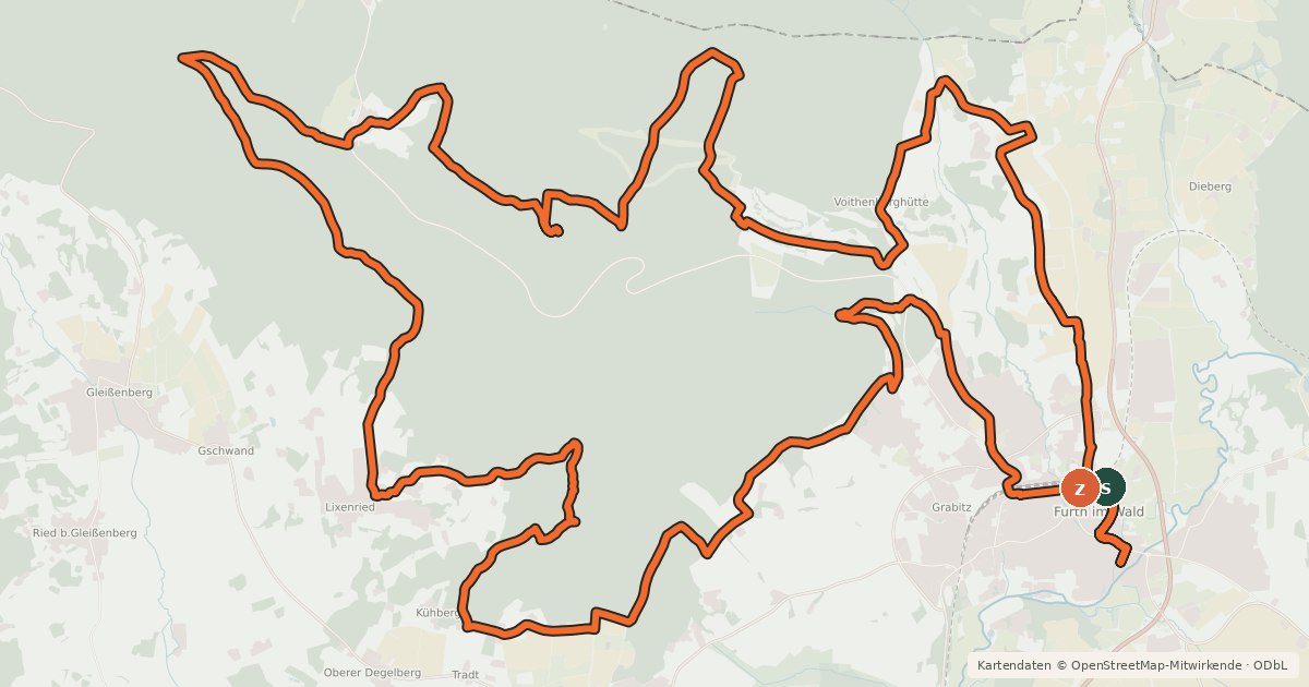Kartenübersicht der Radroute MTB-Tour 16 Gibacht-Kirschbaumriegel-Tour