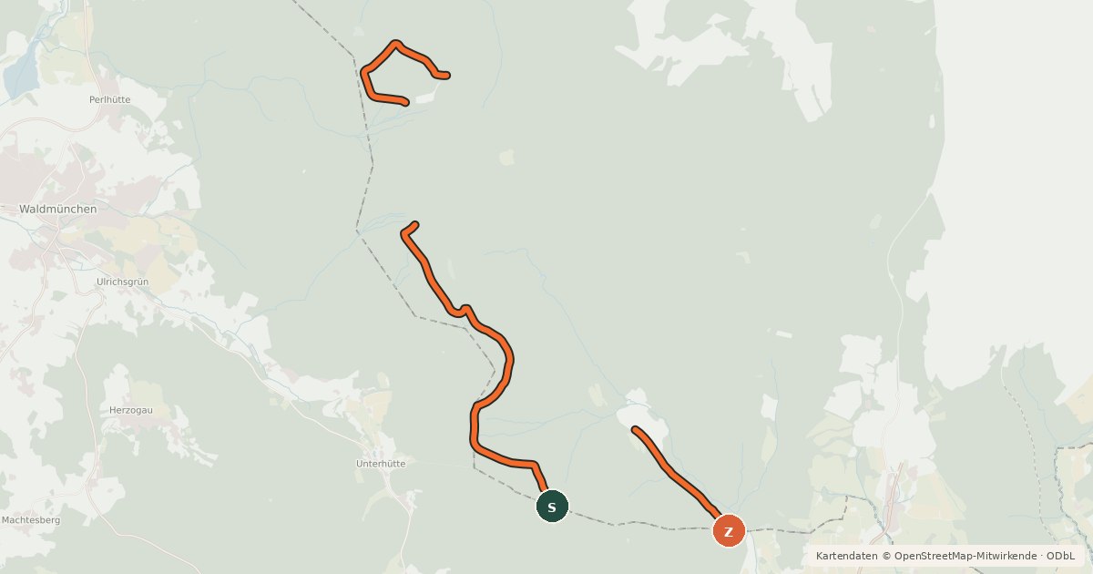 Kartenübersicht der Radroute MTB-Tour 19 Further Čerchov-Tour CZ