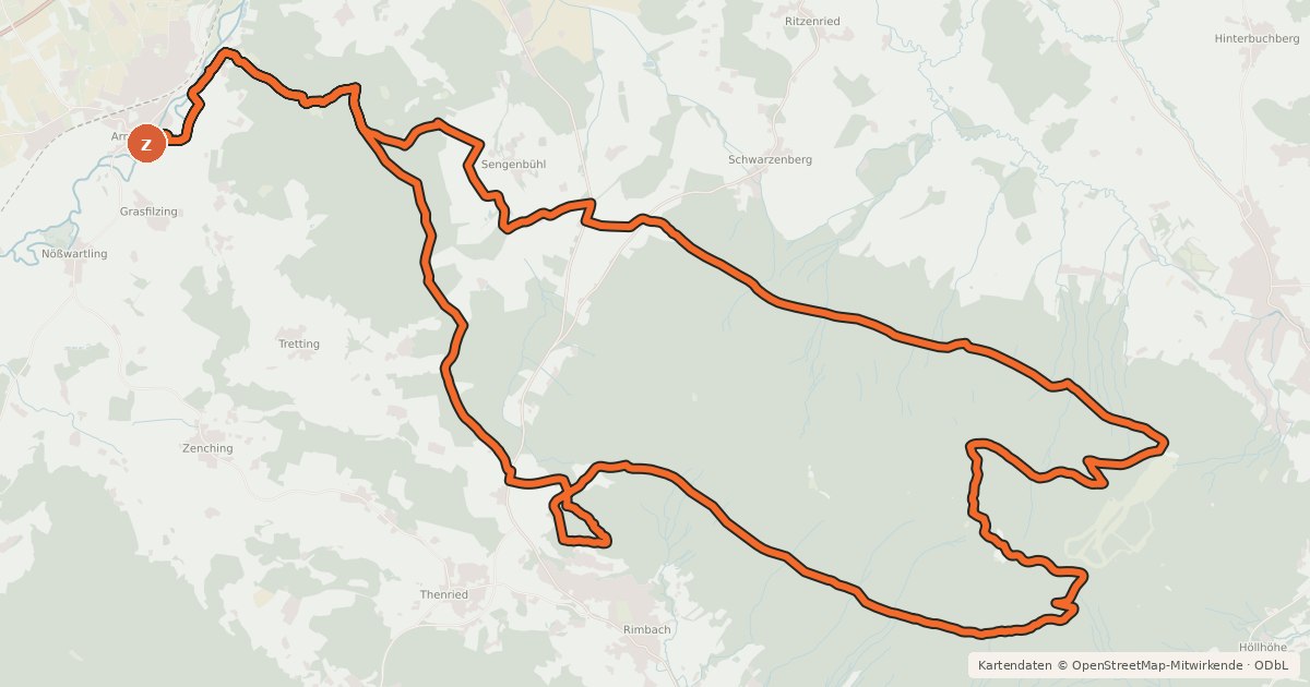 Kartenübersicht der Radroute MTB-Tour 21 Arnschwanger Hohenbogen-Tour