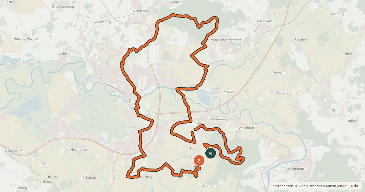 Kartenübersicht der Radroute MTB-Tour 24 sevensummitsCHAM