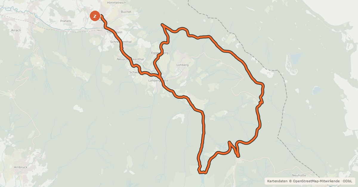 Kartenübersicht der Radroute MTB-Tour 3 Arbersee-Tour