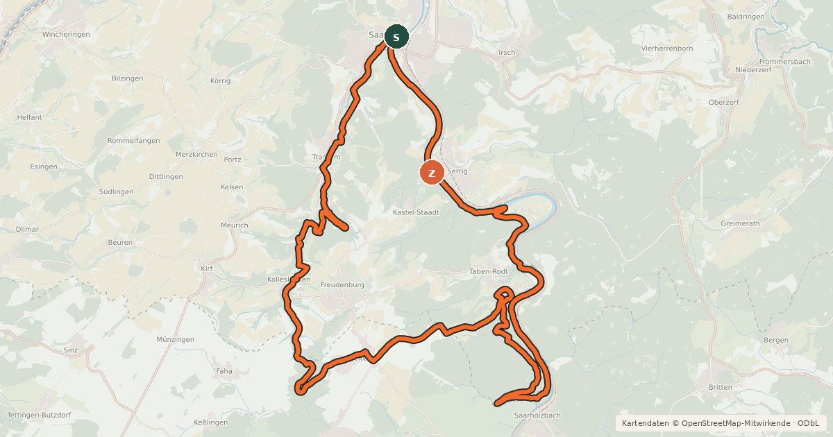 Kartenübersicht der Radroute MTB-Tour 6 "Graf-Siegfried"