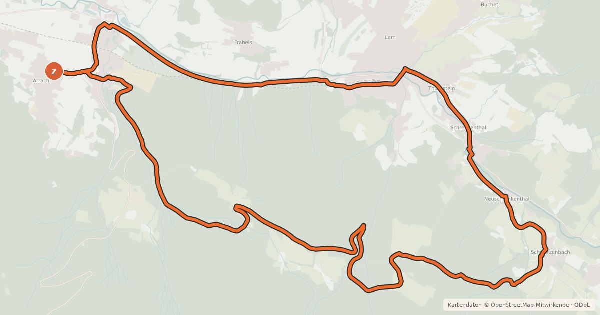 Kartenübersicht der Radroute MTB-Tour 6 Lamer Winkel-Tour