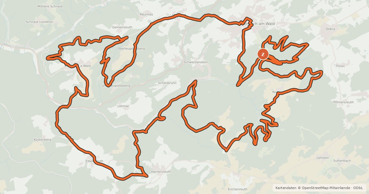 Kartenübersicht der Radroute MTB-Tour 7