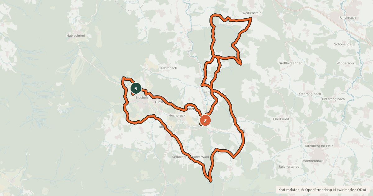 Kartenübersicht der Radroute MTB Tour Nr. 21 Fressendes Haus