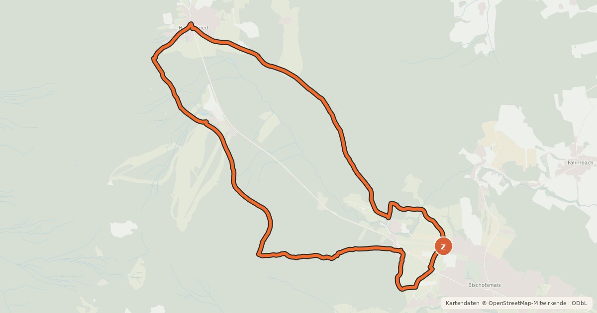 Kartenübersicht der Radroute MTB Tour Nr. 23a Habischrieder Tour