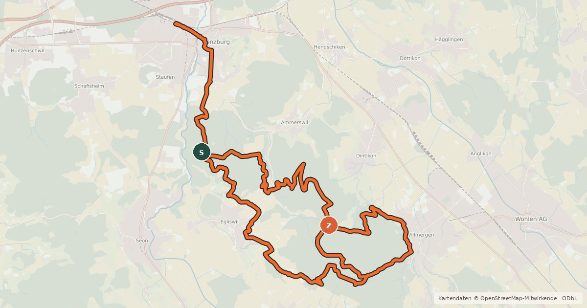 Kartenübersicht der Radroute MTB Tour - Tanzplatz