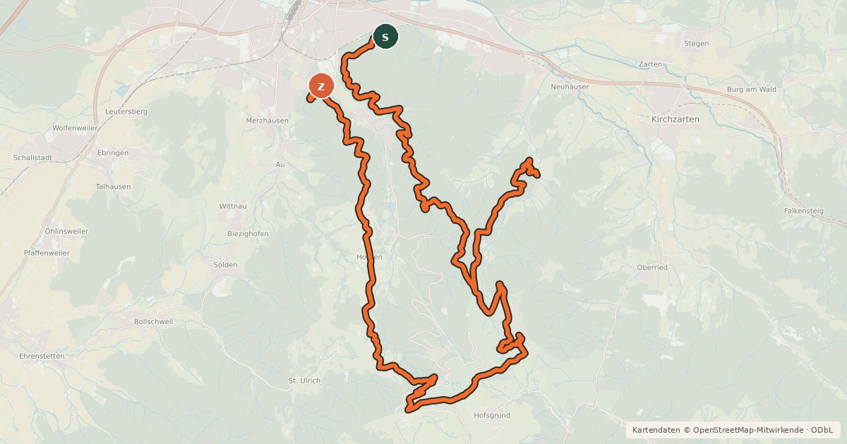 Kartenübersicht der Radroute MTB Trans-Schauinsland