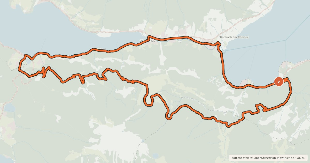 Kartenübersicht der Radroute MTB Unterburgau - Eisenaueralm - Scharfling