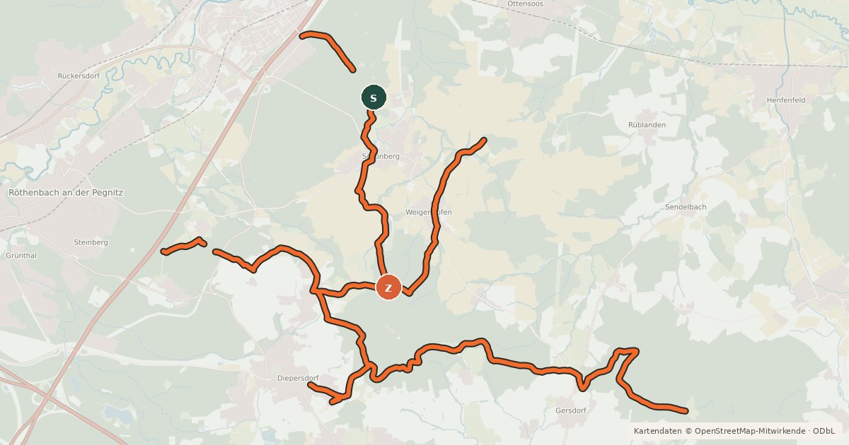 Kartenübersicht der Radroute mtb Verbindung Moritzberg