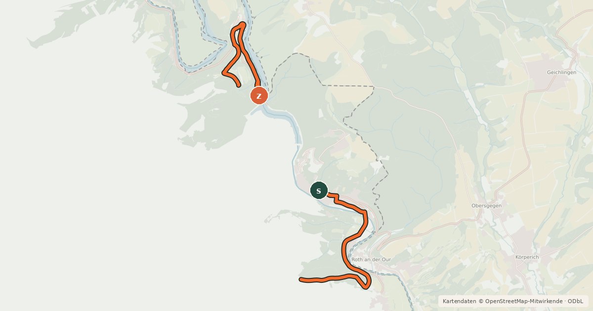 Kartenübersicht der Radroute MTB Vianden