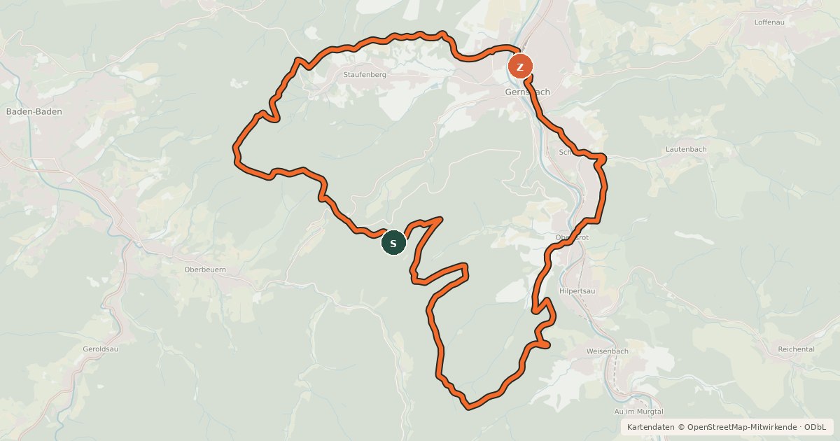 Kartenübersicht der Radroute MTB Vier-Wälder-Tour