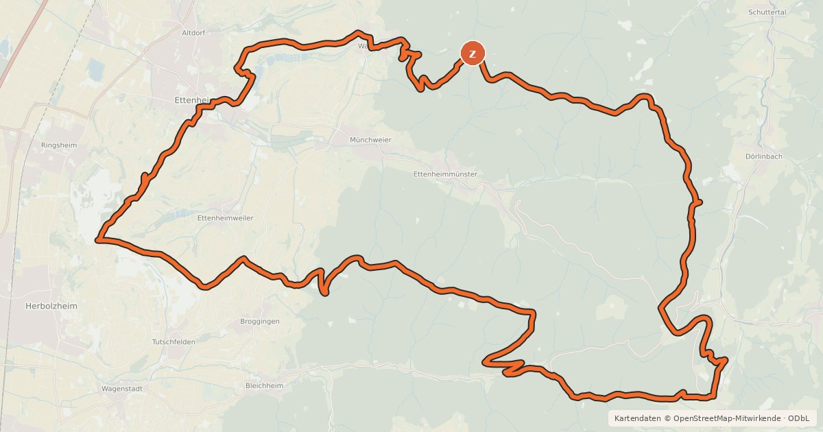 Kartenübersicht der Radroute MTB Wald und Reben-Tour