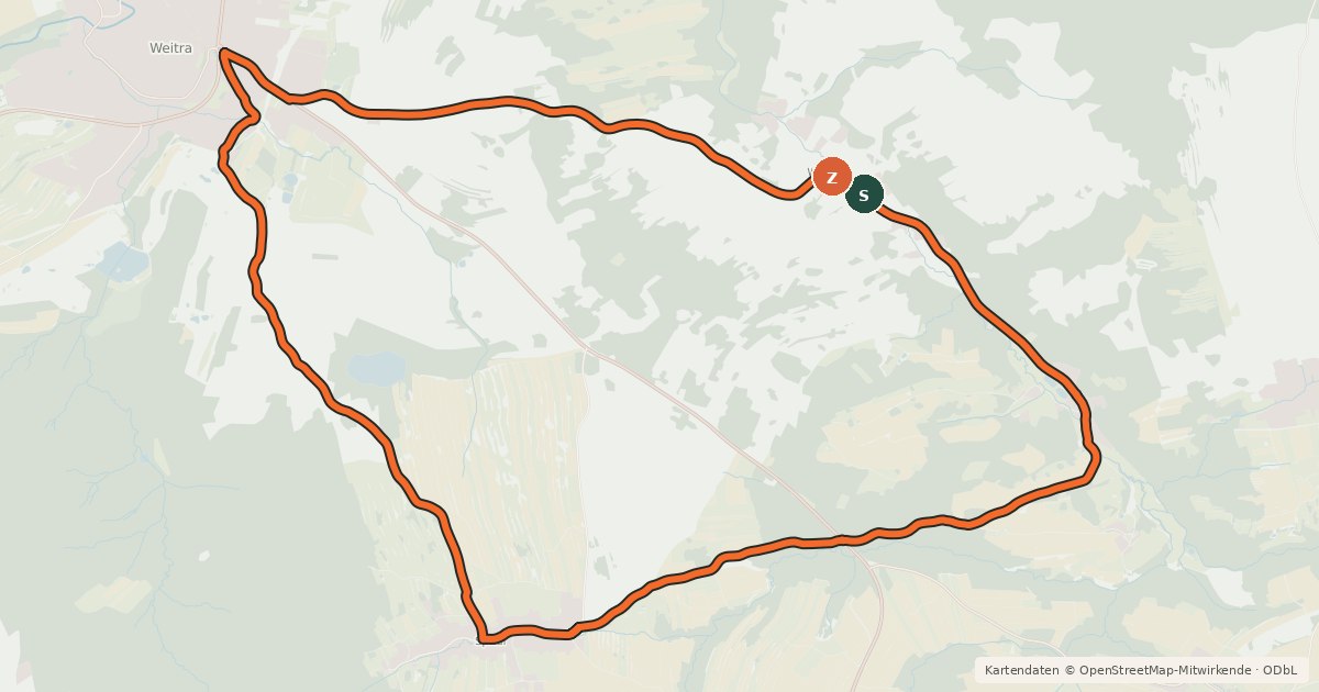 Kartenübersicht der Radroute MTB Weidenhöfen - Strecke