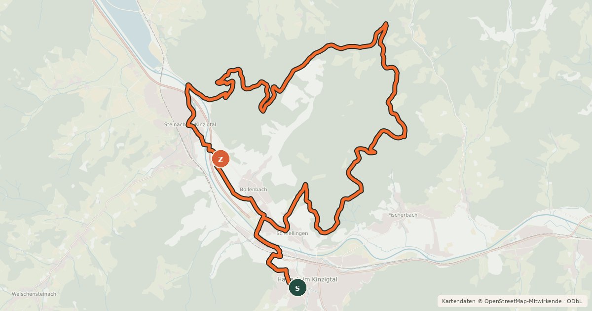 Kartenübersicht der Radroute MTB Welschbollenbach-Tour
