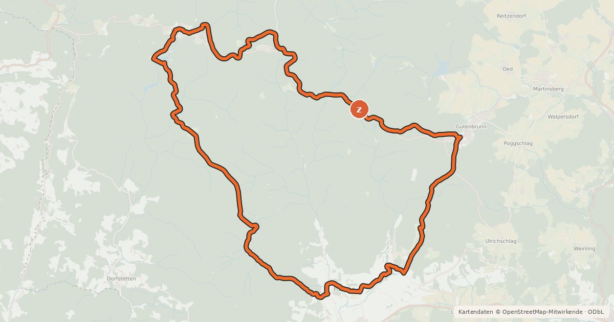 Kartenübersicht der Radroute MTB Ysperklamm-Strecke