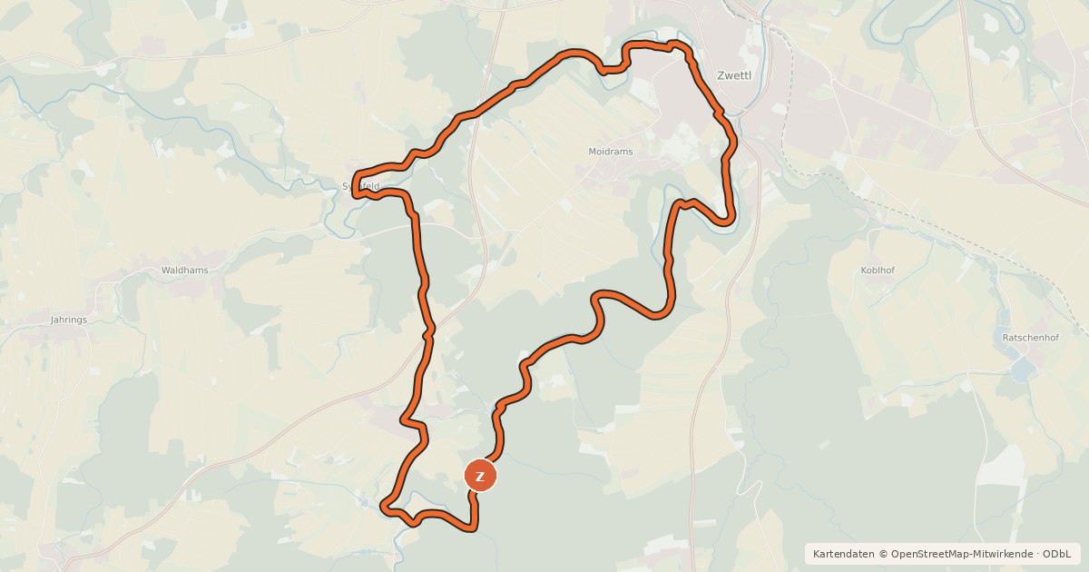 Kartenübersicht der Radroute MTB-Zwei Flüsse-Tour