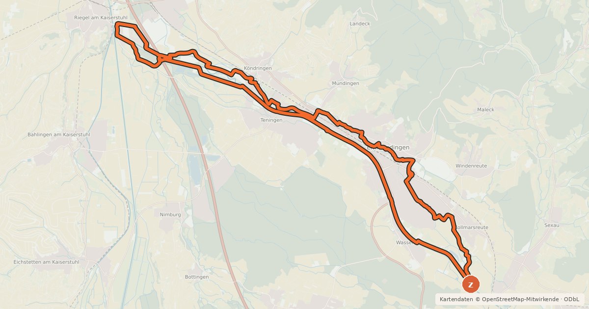 Kartenübersicht der Radroute Muehlbach-Rundweg