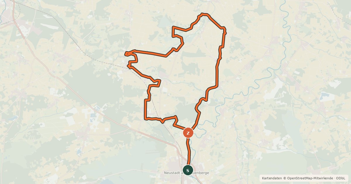 Kartenübersicht der Radroute Mühlen-Route