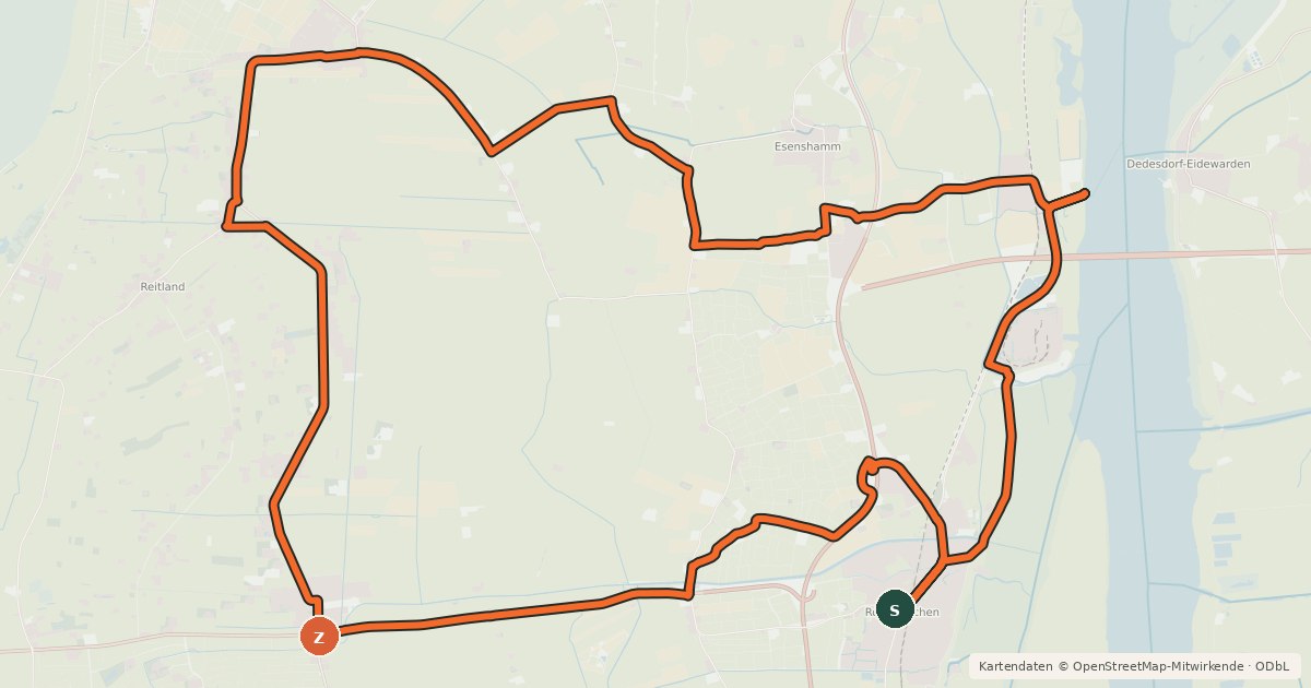 Kartenübersicht der Radroute Mühlen-Tour Stadland
