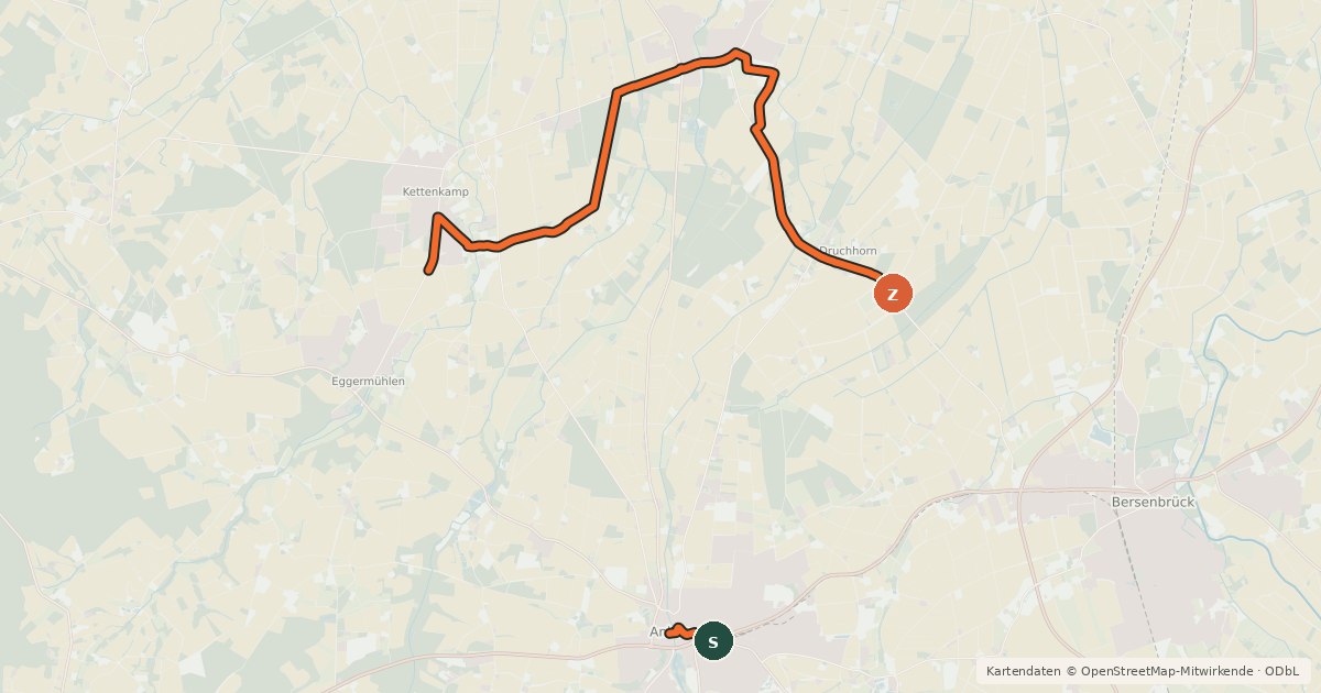Kartenübersicht der Radroute Mühlen und Schlösser Tour
