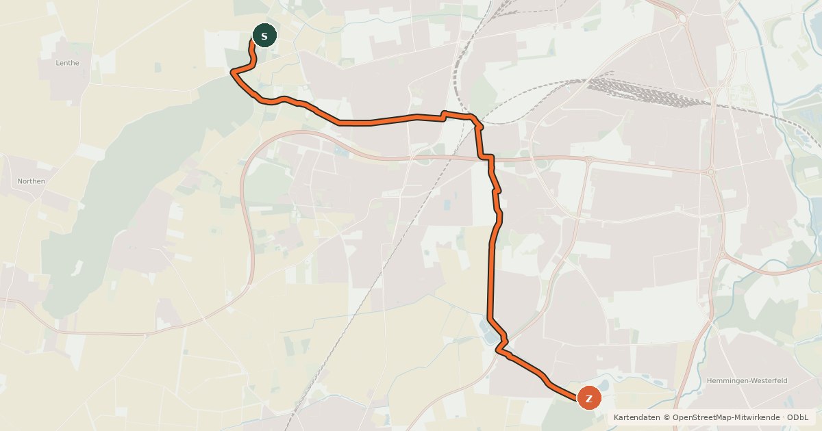 Kartenübersicht der Radroute Mühlenberg