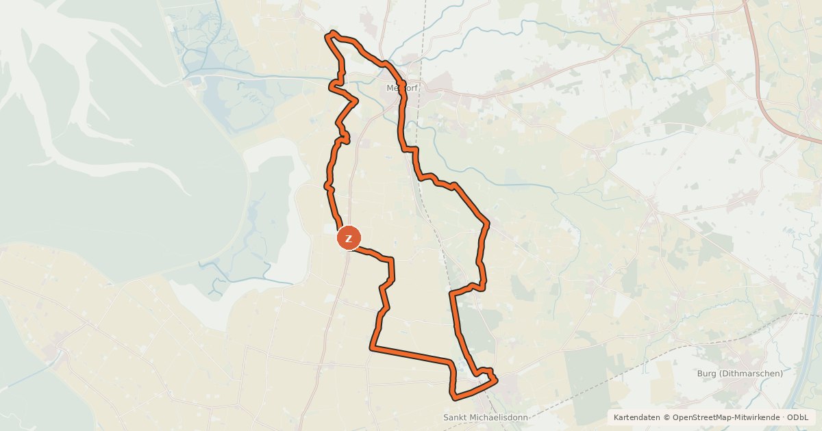 Kartenübersicht der Radroute Mühlenroute