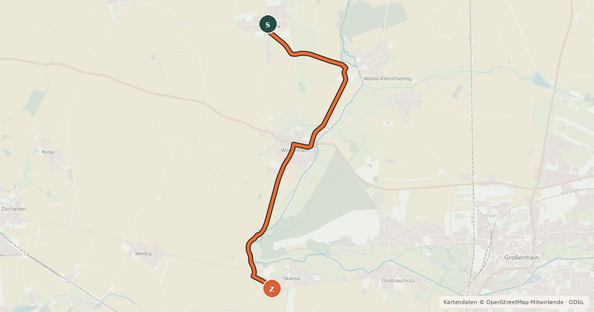 Kartenübersicht der Radroute Mühlenroute