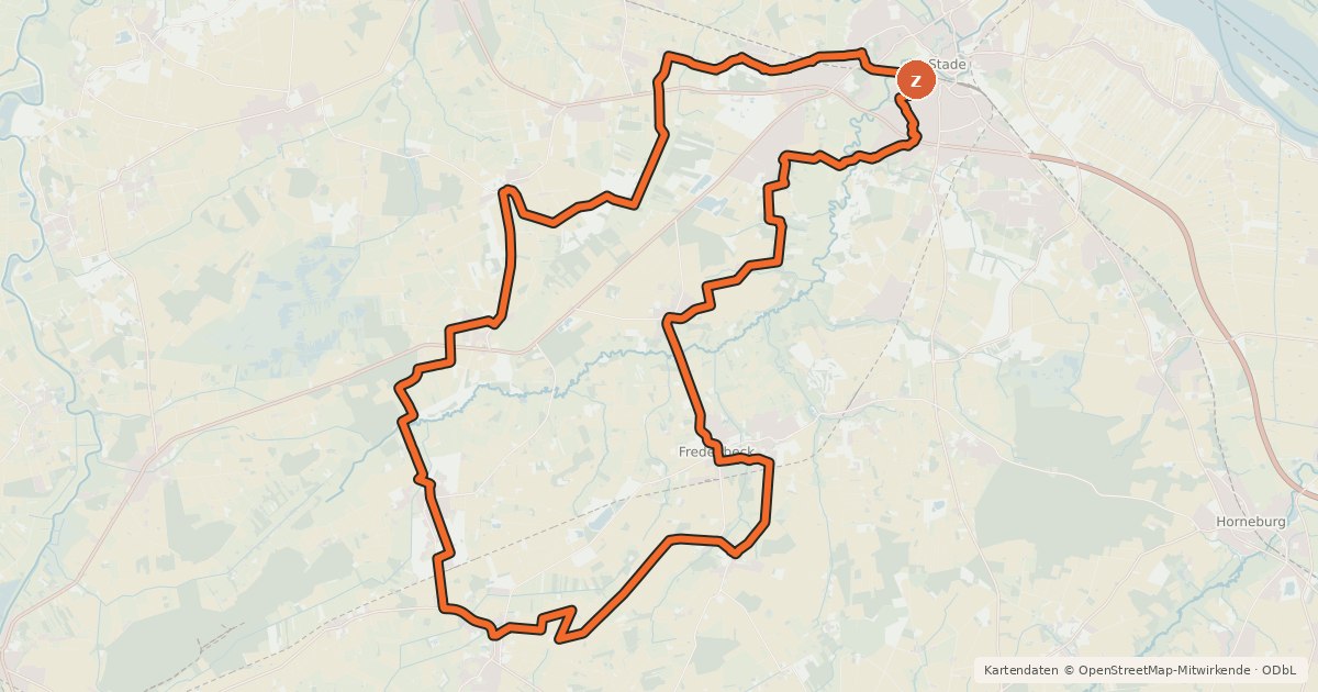 Kartenübersicht der Radroute Mühlenroute