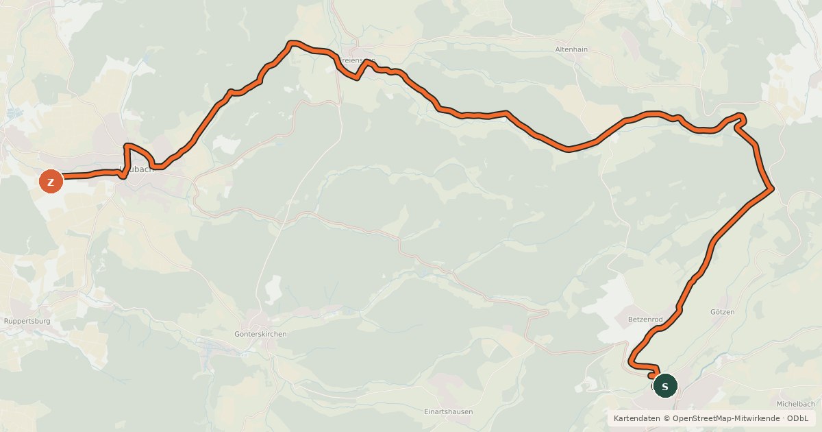 Kartenübersicht der Radroute Mühlentour
